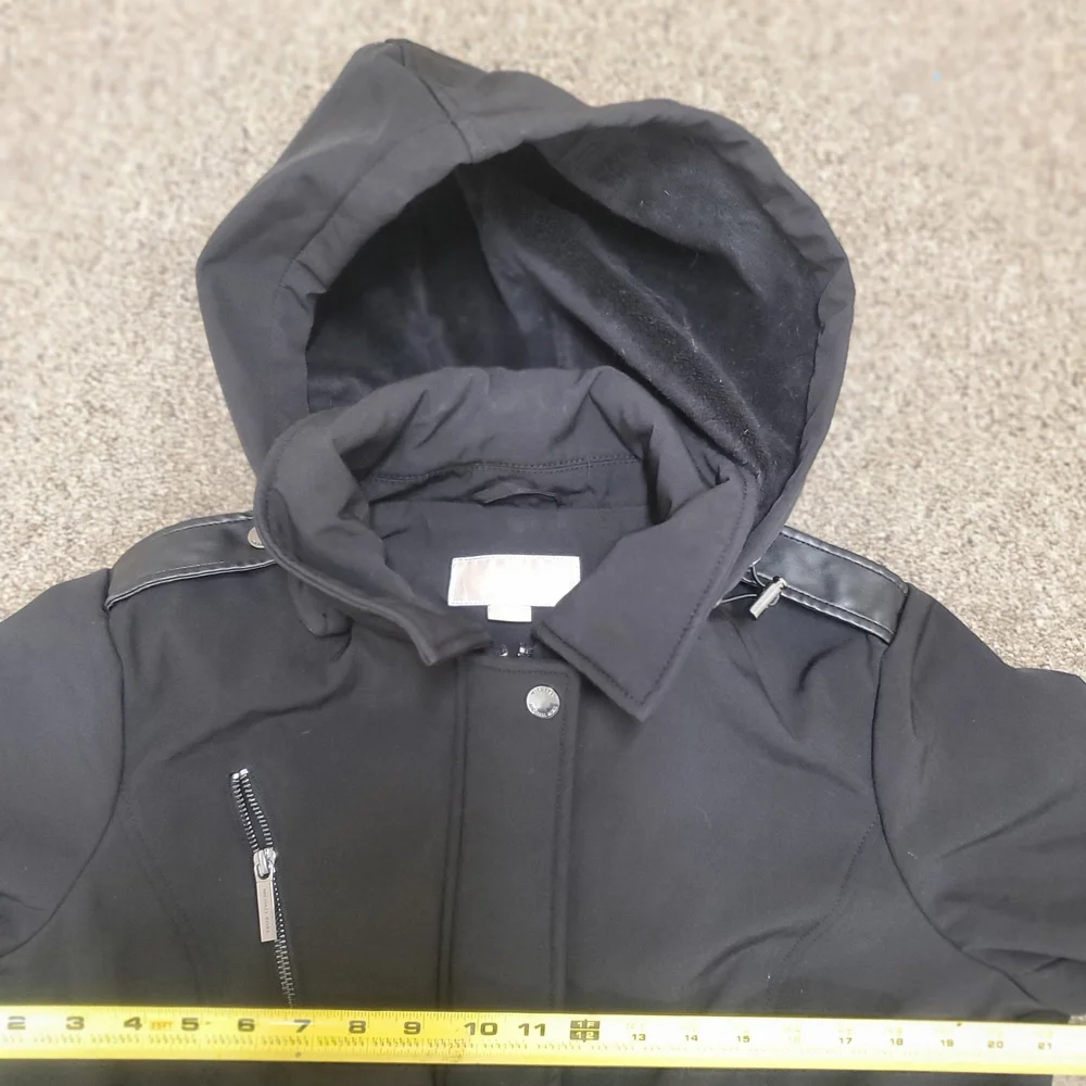 Michael Kors Women's L Black Hooded Water Resistant Coat Parka